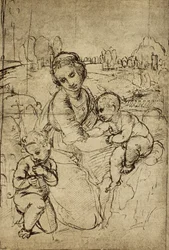 Madonna und Kind und St. Johannes (Kind) (Zeichnung von Raphael)
